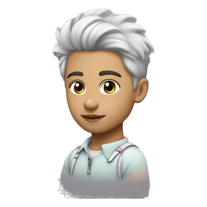 joven piel blanca pelo corto gris con pastel sticker