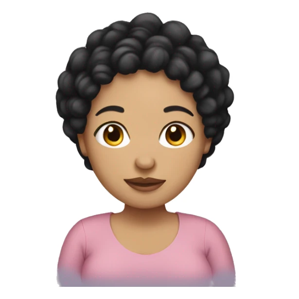 Pregnant woman with black curly short hair, light skinned sticker
