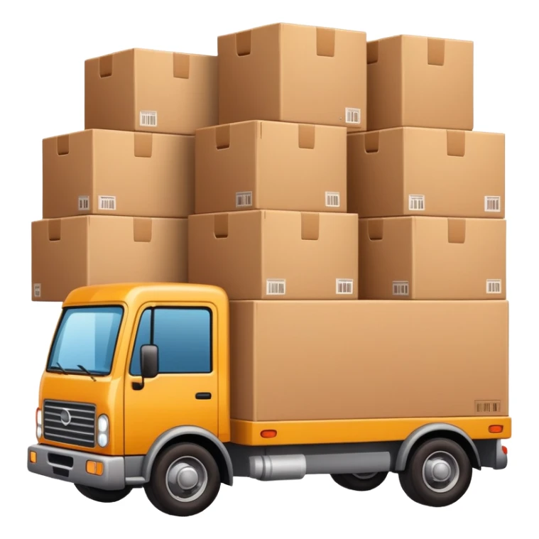 truck with cargo area full of boxes sticker