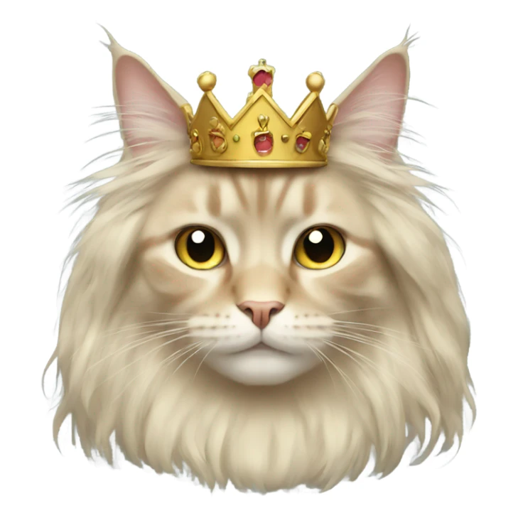 Long hair cat with crown sticker
