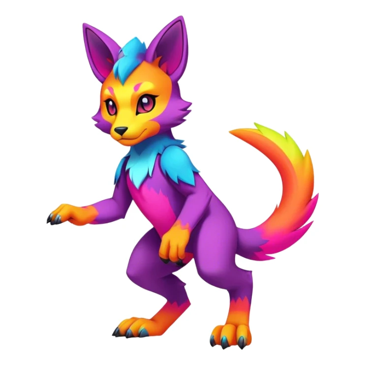 Edgy colorful anthro fursona Fakemon sticker