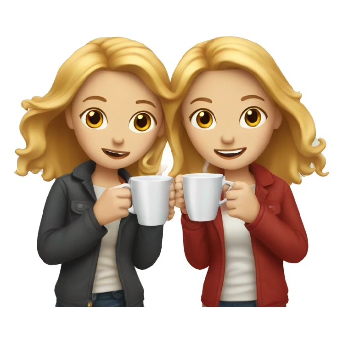 blonde girl and red-headed girl drinking coffee sticker