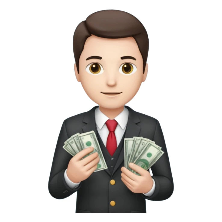 CEO with money in his hands donating to hospital sticker