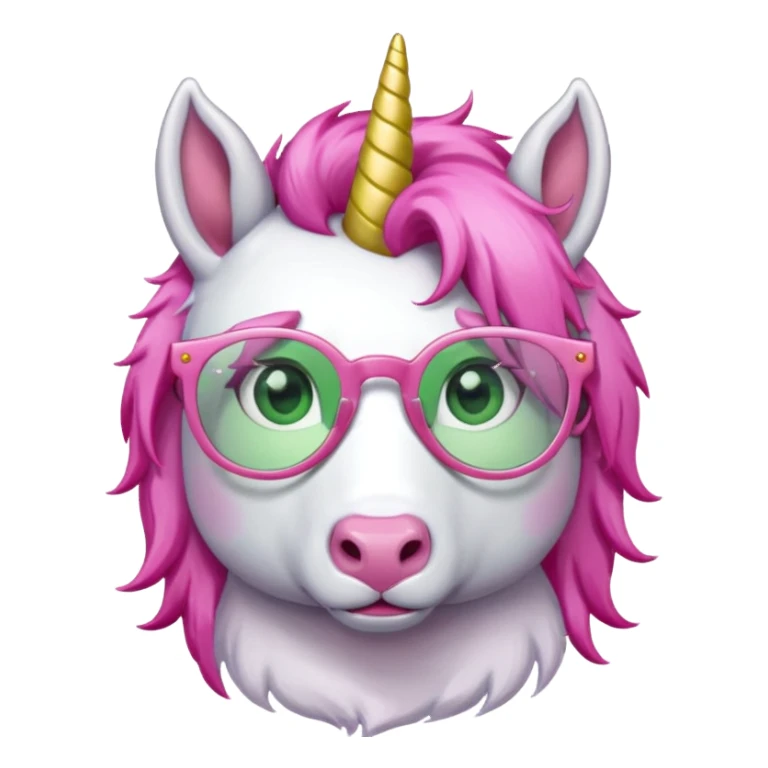 unicorn with green glasses and pink hair sticker
