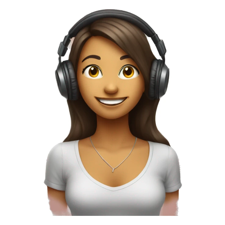 heart shaped happy girl listening music sticker