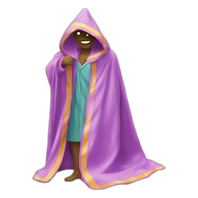 Emoji with colorful robe in the field sticker