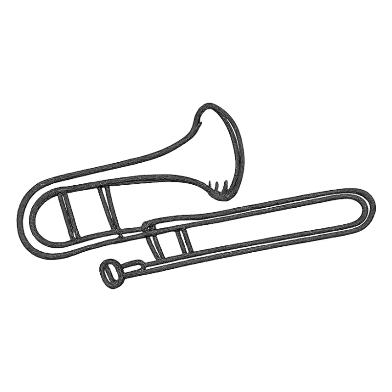 trombone, minimal and sketchy hand drawn black outline style sticker