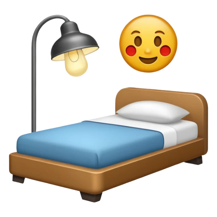 Un lit avec une lampe de chevet éteinte.  sticker