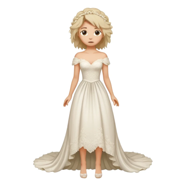 woman teared wedding dress standing on foot sticker