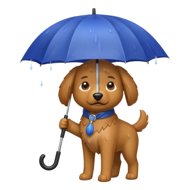 a dog with an umbrella in the rain sticker