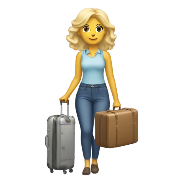 Blonde woman with a suitcase full of kitchen stuff sticker