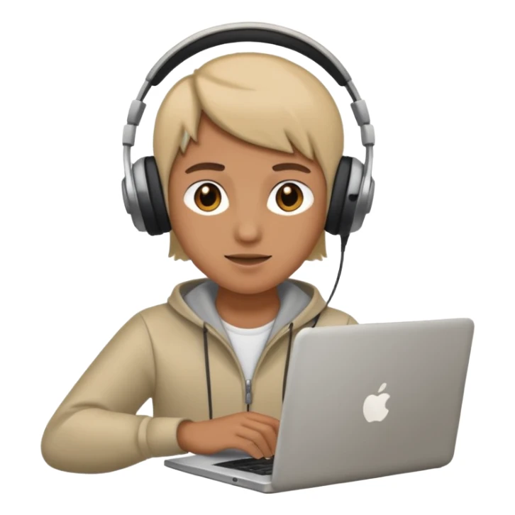 laptop ile çalışan kulaklık tana biri sticker