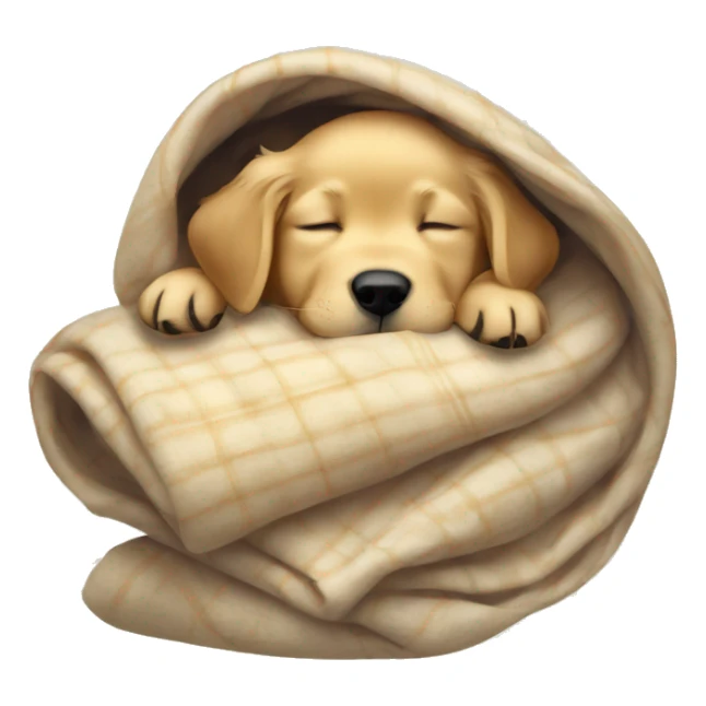 golden retriever puppy sleeping with a blanket sticker