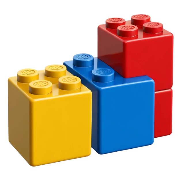 3 x lego blocks blue red yellow sticker
