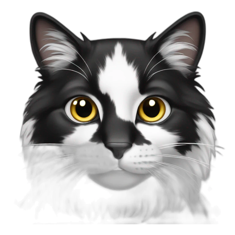 black and white long hair cat sticker