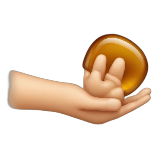 una mano con el dedo de en medio estirado y manchado de un liquido marrón y el resto de dedos encogidos sticker