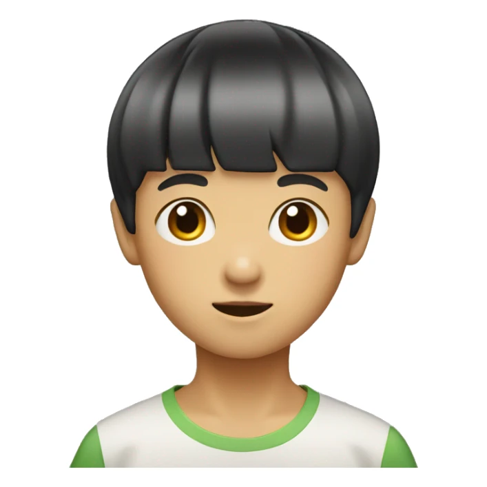 an asian boy with a bowl cut sticker