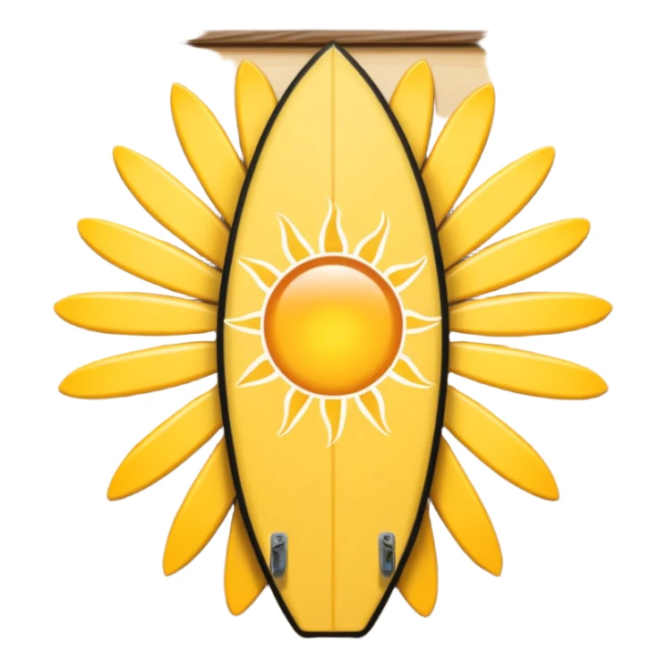 Surfboard with sun logo in the contre sticker