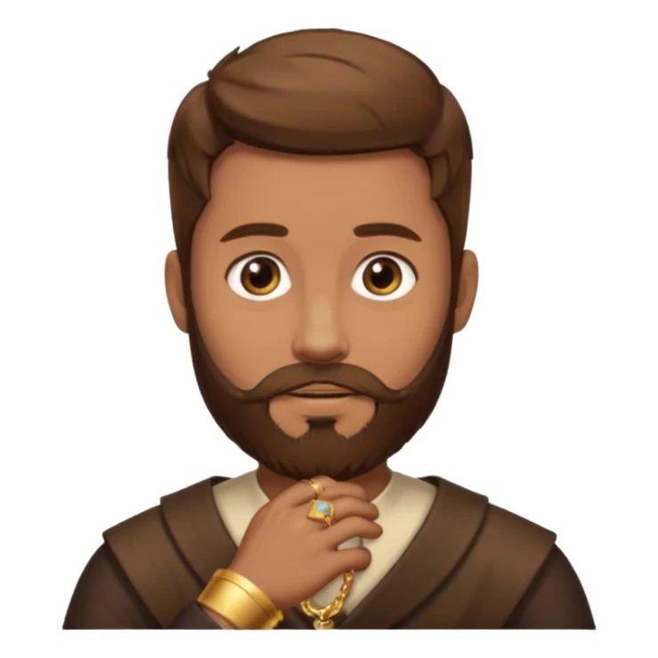 man with brown hair and a brown beard wearing a ring sticker