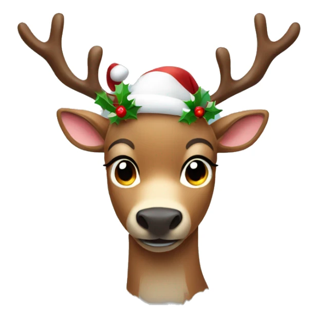 Christmas reindeer with a garland on his horns sticker