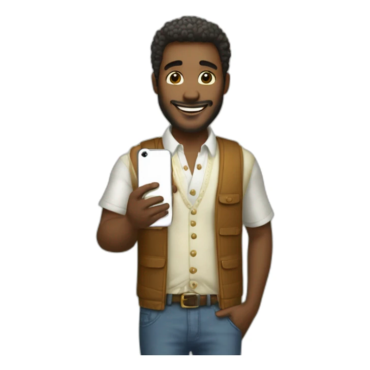 hombre bien vestido feliz teniendo una llamada con un iphone sticker