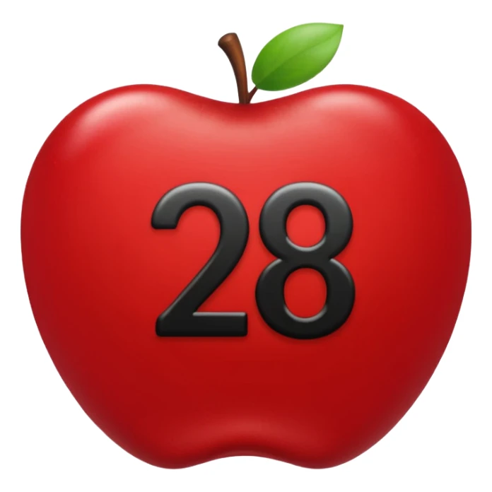 calendar with number 28, bold black numbers, apple style emoji sticker
