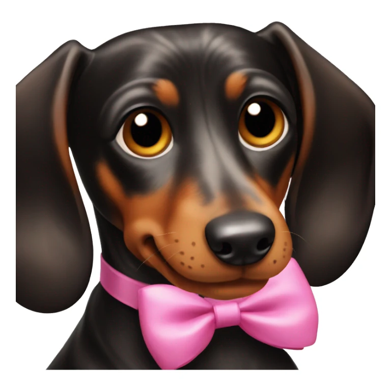 black and brown dachshund with pink bows on ears sticker