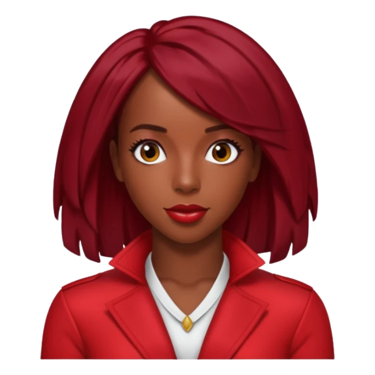 Kelly Rowland with dark red hair, red outfit sticker