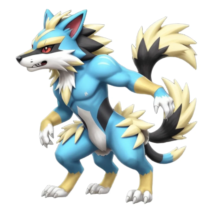 Shiny furry cool Zeraora-Obstagoon-fusion sticker