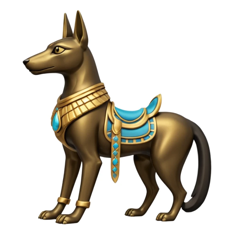 Ancient style saddled avenger four-legged statue casually adorned anubis canine casually posed  sticker