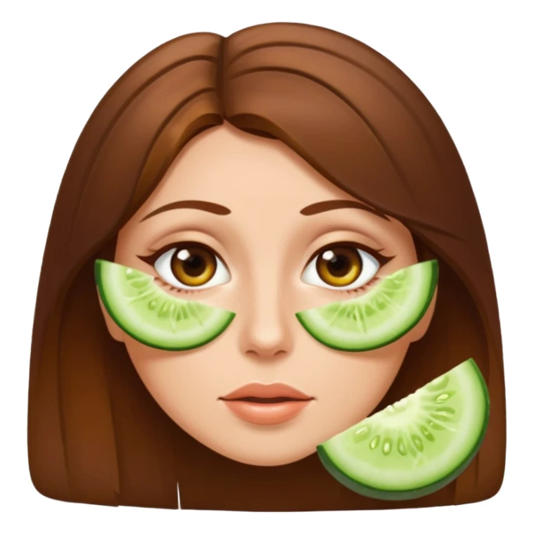 brownhaired woman with cucumber on eyes sticker