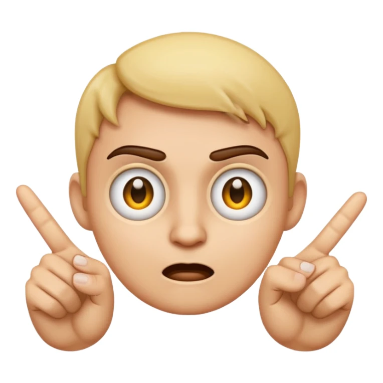 an emoji that with 2 fingers from one hand pointing their eyes a bit mad sticker