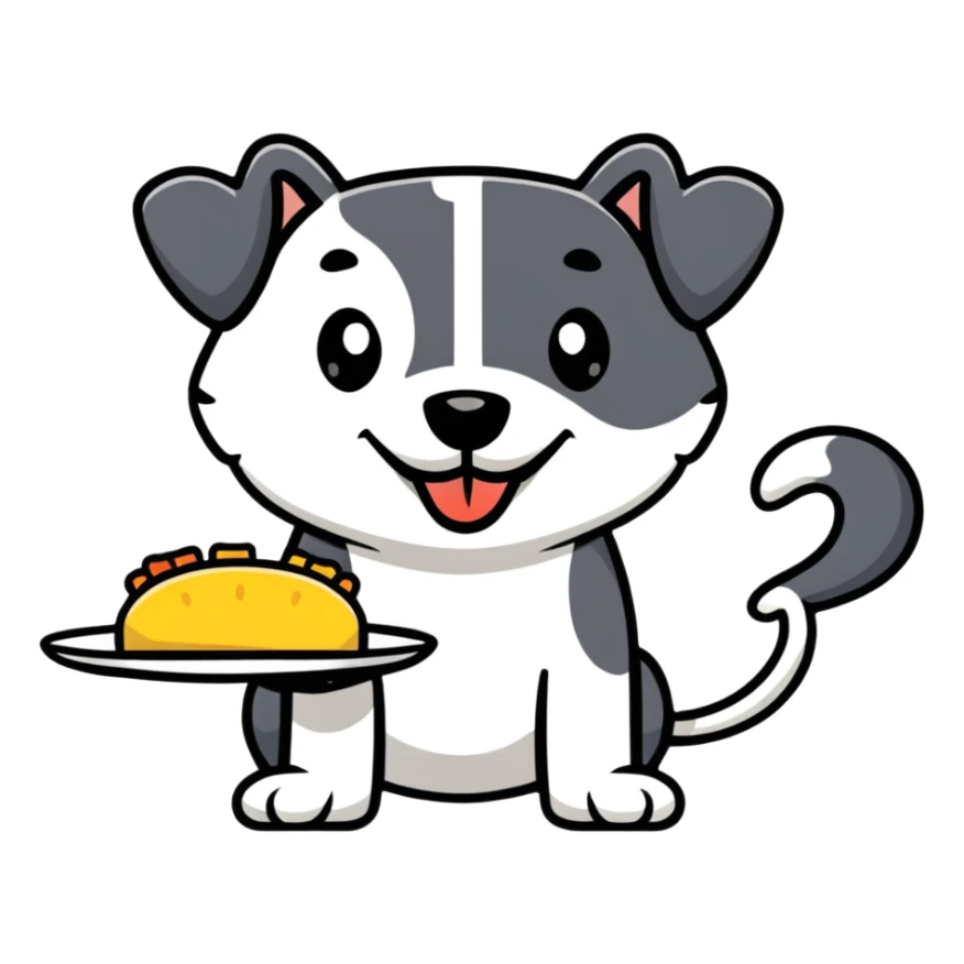 dog with a plate of food sticker