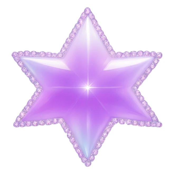 Sparkly glossy Pastel lilac-gradient  four-point star rounded diamond star sticker