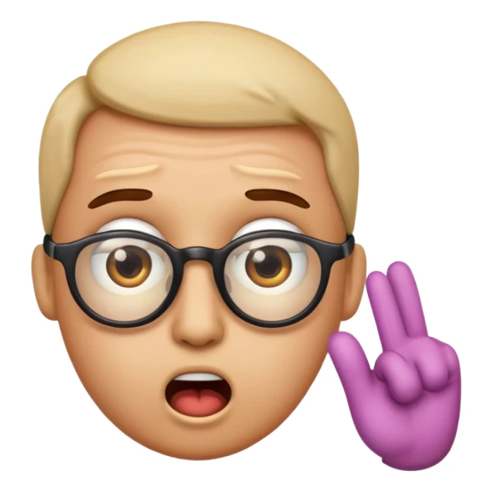 Generate a emoji head base with a shocked expression with a finger pushing the glasses down a little bit sticker