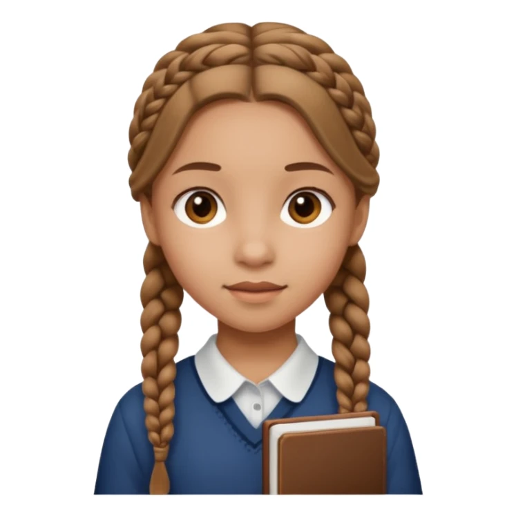 brown braid hair girl kid, student sticker