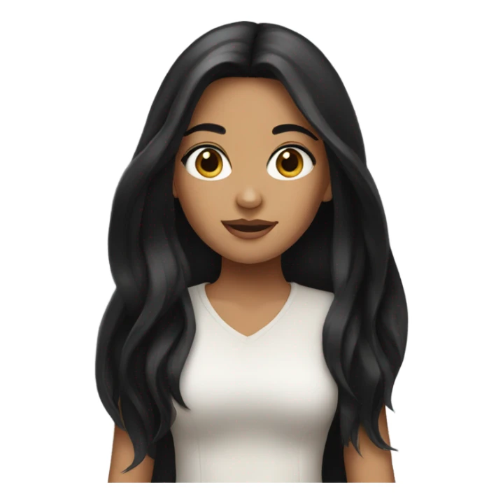 Girl with a log hair black  sticker