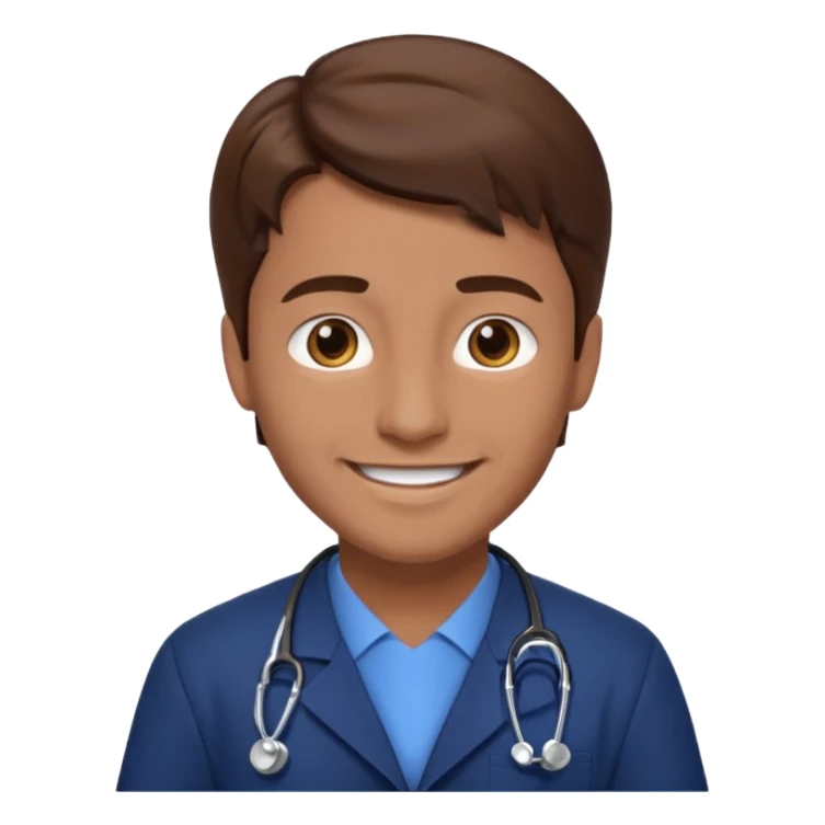 doctor hombre con uniforme azul oscuro cabello marron sticker