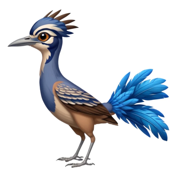 realistic roadrunner bird emoji, tail pointed down, realistic colors sticker