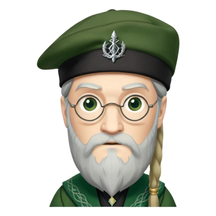 albus dumbledore from harry potter with green scottish Tam o'shanter cap and decorative motifs sticker