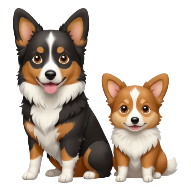 Black Tri color Australia shepherd and tri color corgi sticker