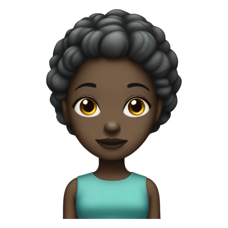 Very dark girl with black alopecia sticker