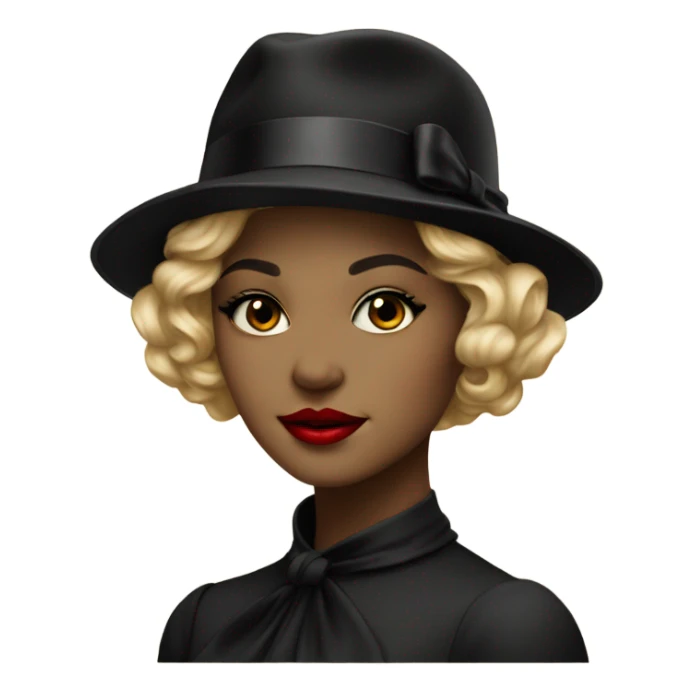 beautiful vintage girl in a hat black with red lipstick sticker