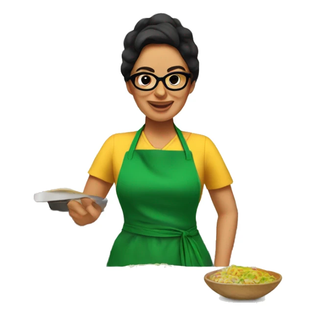 mexican lady green apron  with glasses cooking tacos sticker