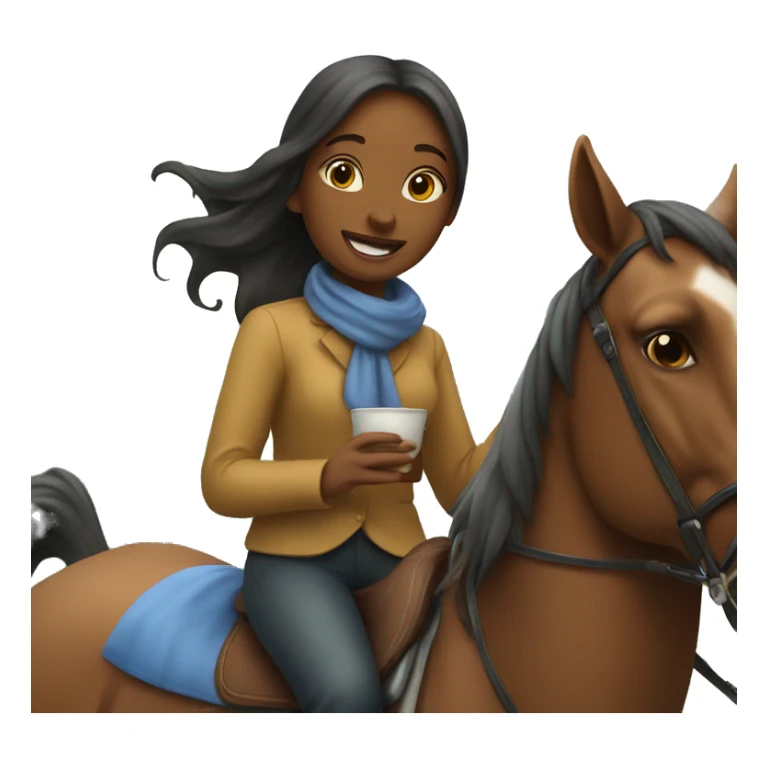 Girl sipping tea and riding horse sticker