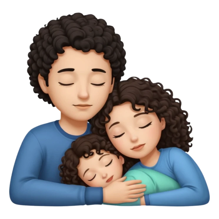 ragazzo con i capelli ricci neri e ragazza con i capelli castani che dormono insieme sticker