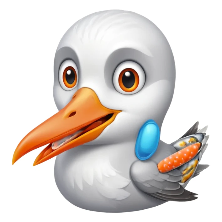 Seagull with sardine in its mouth sticker