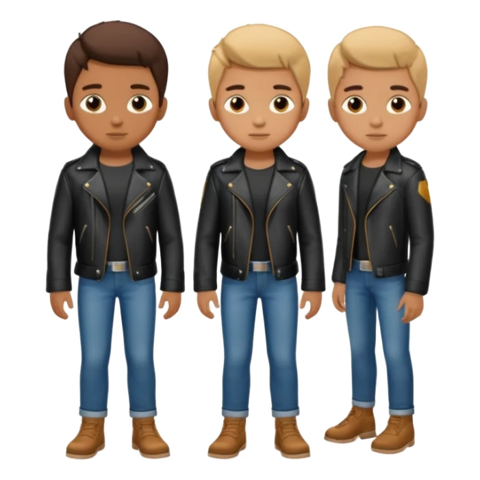 Boy in leather jocket, full body, different color leather jocket, close up sticker