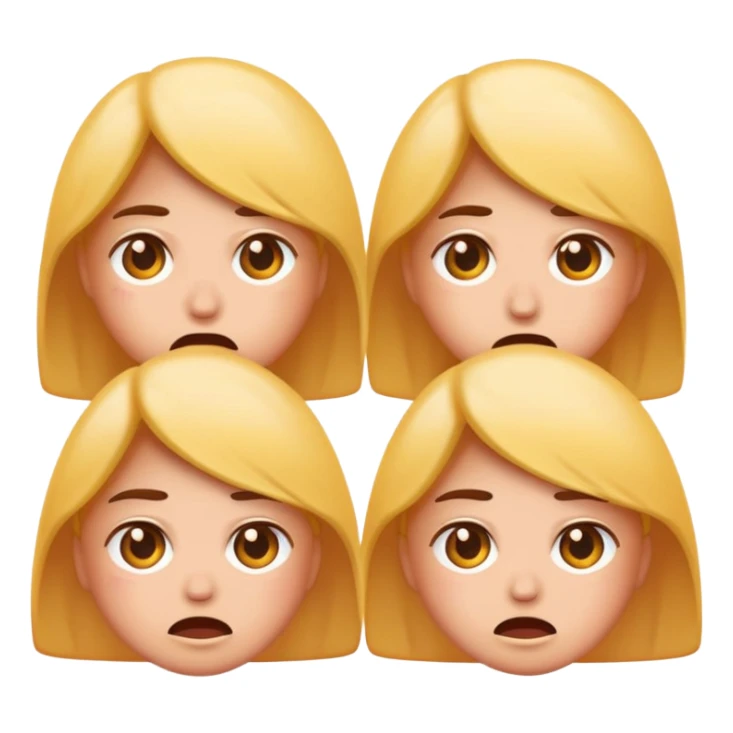 Embarrassed sweating face, followed by three female emoji icons in a row sticker