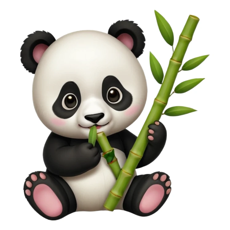baby panda eating bamboo sticker
